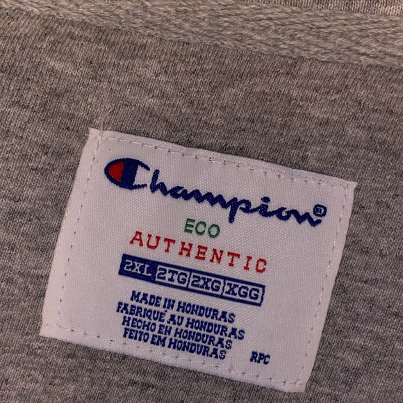 CHAMPION Y2K Heavyweight Hoodie Fleece Jacket in White & Gray Size 2XL - Picture 4 of 5